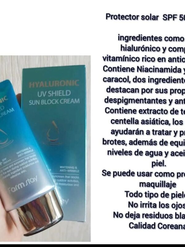 Farm Stay – Protector Solar con Ácido Hialurónico Hyaluronic UV Shield Sun Block Cream  70g
