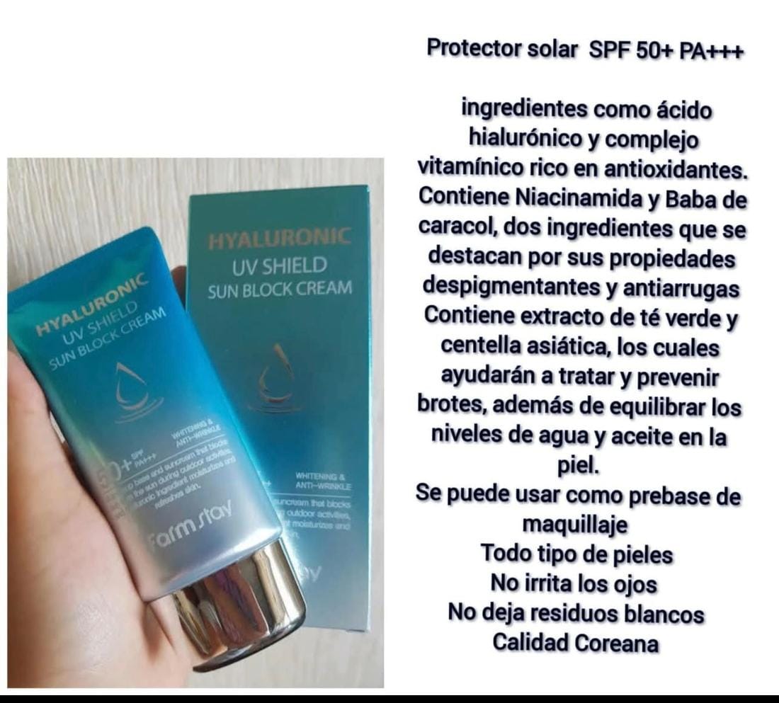 Farm Stay - Protector Solar con Ácido Hialurónico Hyaluronic UV Shield Sun Block Cream 70g - Imagen 2